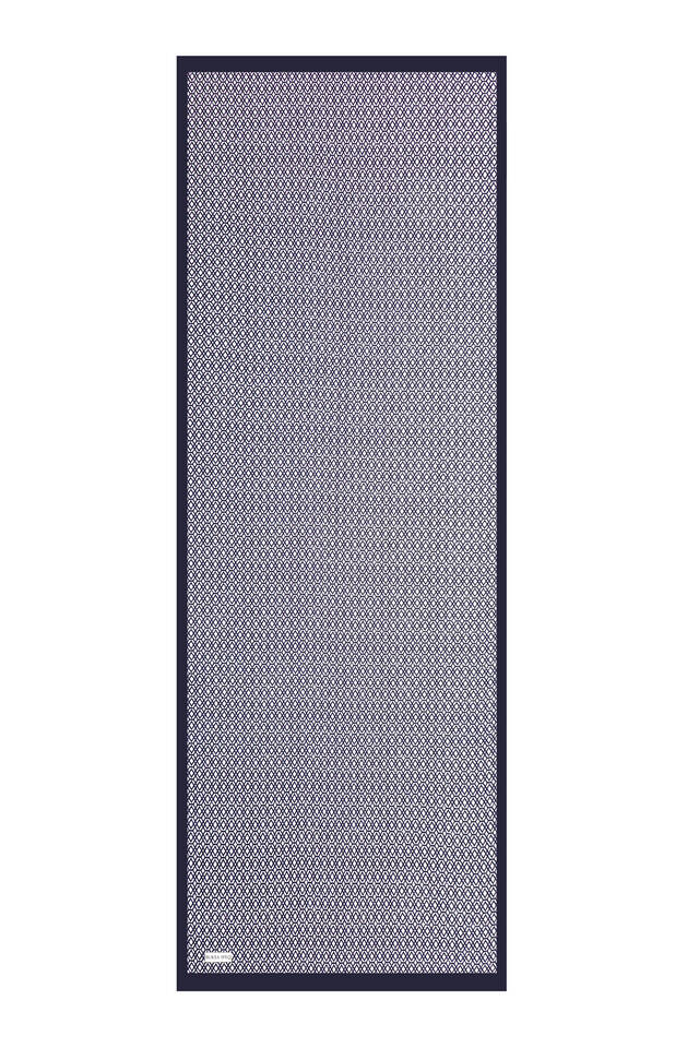 Navy Blue Honeycomb Pattern Twill Silk Scarf - 4