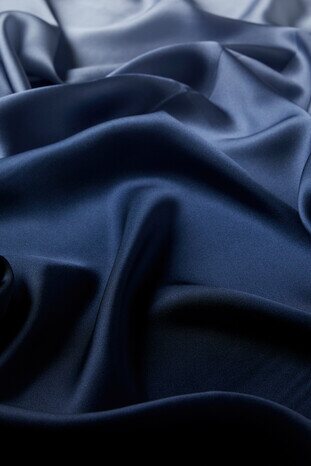 Navy Blue Indigo Gradient Twill Silk Square Scarf - Thumbnail