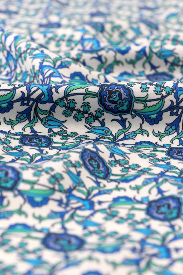  Navy Blue Ivy Tulip Pattern Silky Pocket Square - 3