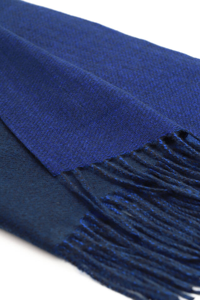 Navy Blue Saks Double-Sided Winter Shawl - 4