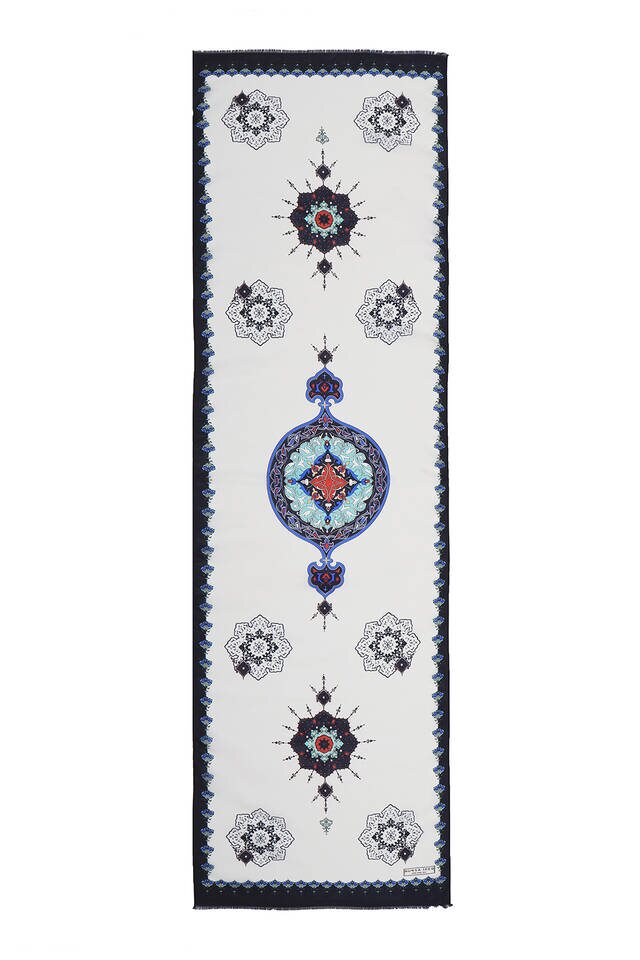 Navy Blue Sax Core Voile Silk Foulard - 4