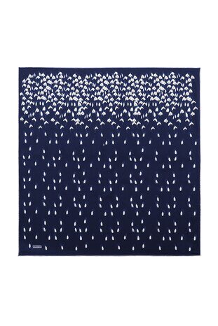 Navy Blue Snowdrop Sura Silk Square Scarf 
