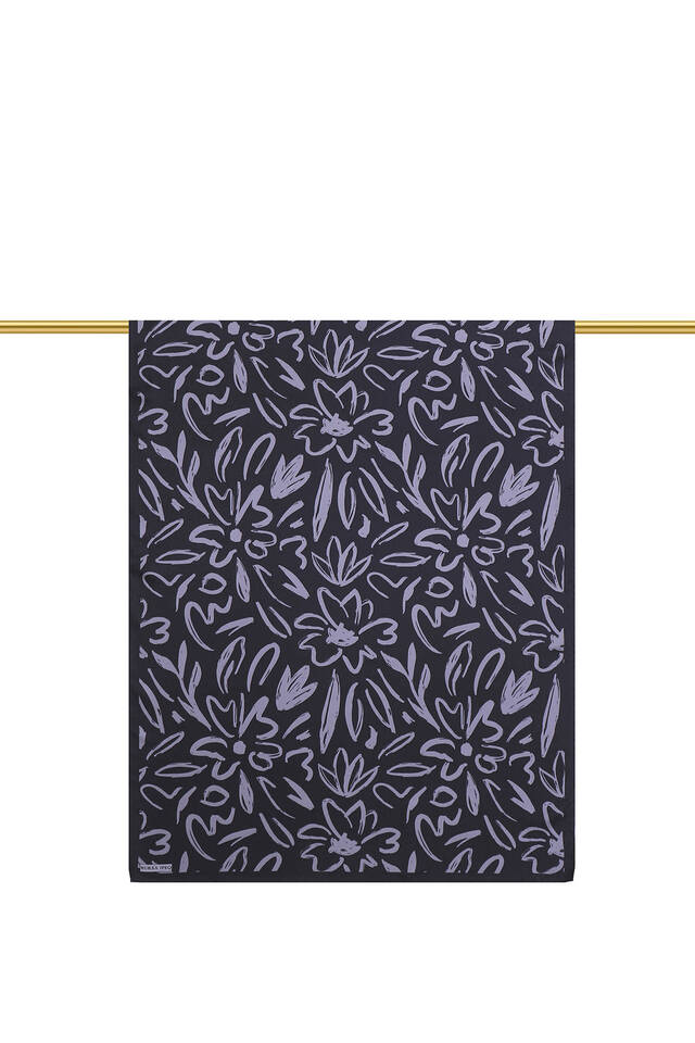 Navy Blue Spring Pattern Twill Silk Scarf - 2