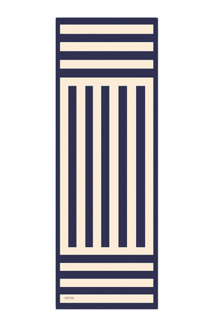 Navy Blue Stripe Pattern Twill Silk Scarf - Thumbnail