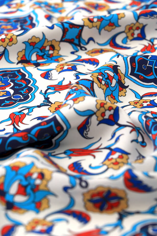 Navy Blue Tile Pattern Silky Pocket Square - 3