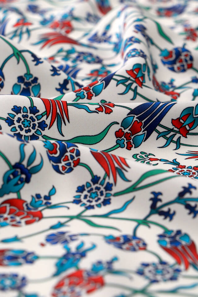 Navy Blue Tulip Pattern Silky Pocket Square - 3