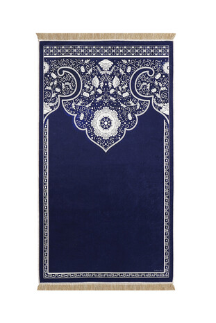 Navy Blue Velvet Carpet Prayer Rug 