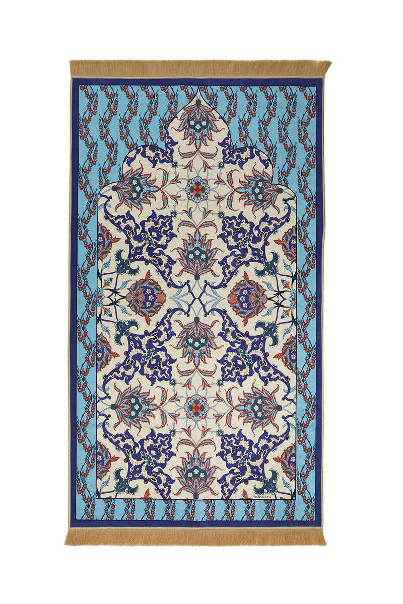 Navy Blue Velvet Carpet Prayer Rug