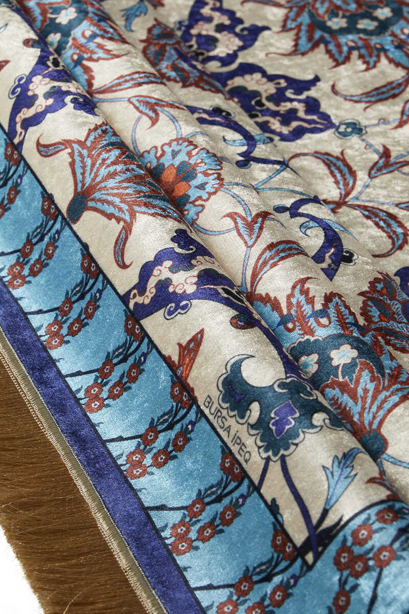 Navy Blue Velvet Carpet Prayer Rug