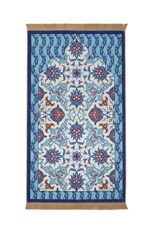 Navy Blue Velvet Carpet Prayer Rug 