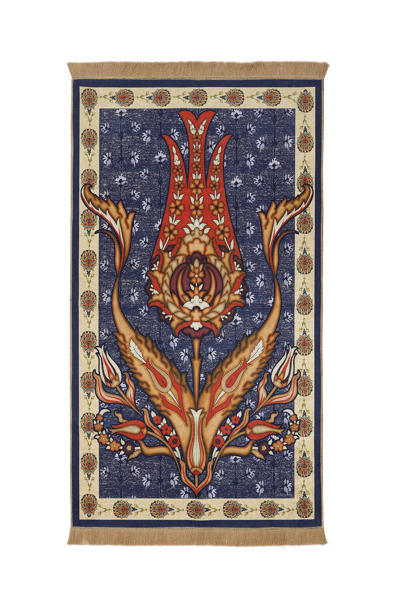 Navy Blue Velvet Carpet Prayer Rug