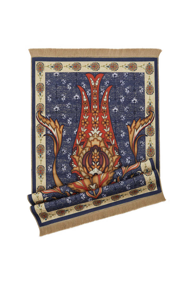 Navy Blue Velvet Carpet Prayer Rug