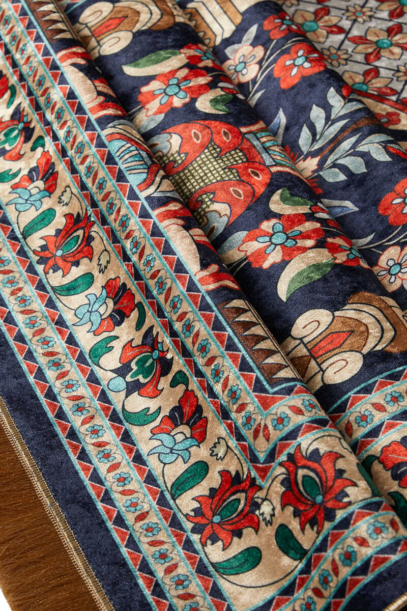 Navy Blue Velvet Carpet Prayer Rug