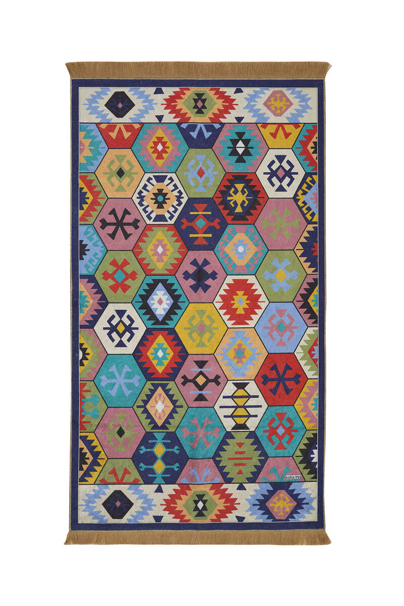 Navy Blue Velvet Carpet Prayer Rug