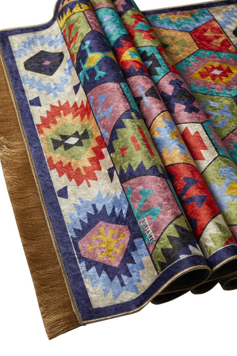 Navy Blue Velvet Carpet Prayer Rug