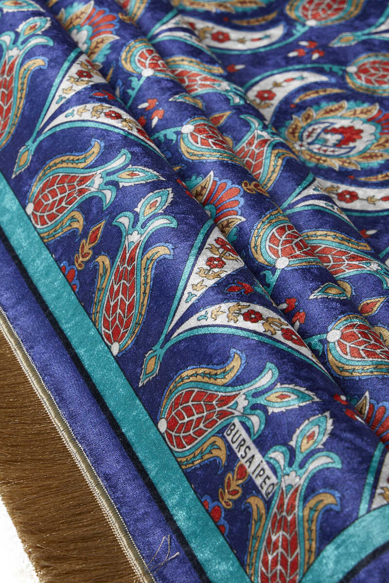 Navy Blue Velvet Carpet Prayer Rug