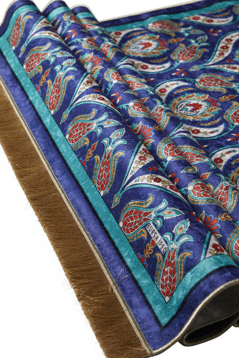 Navy Blue Velvet Carpet Prayer Rug