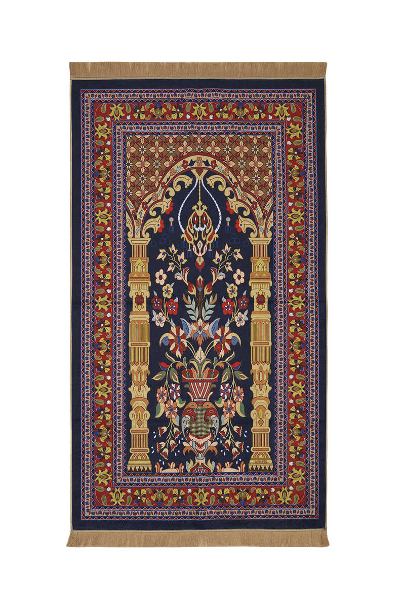 Navy Blue Velvet Carpet Prayer Rug