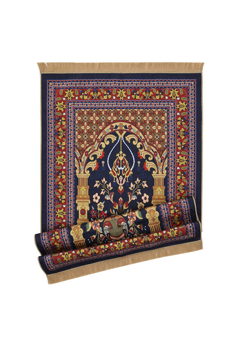 Navy Blue Velvet Carpet Prayer Rug