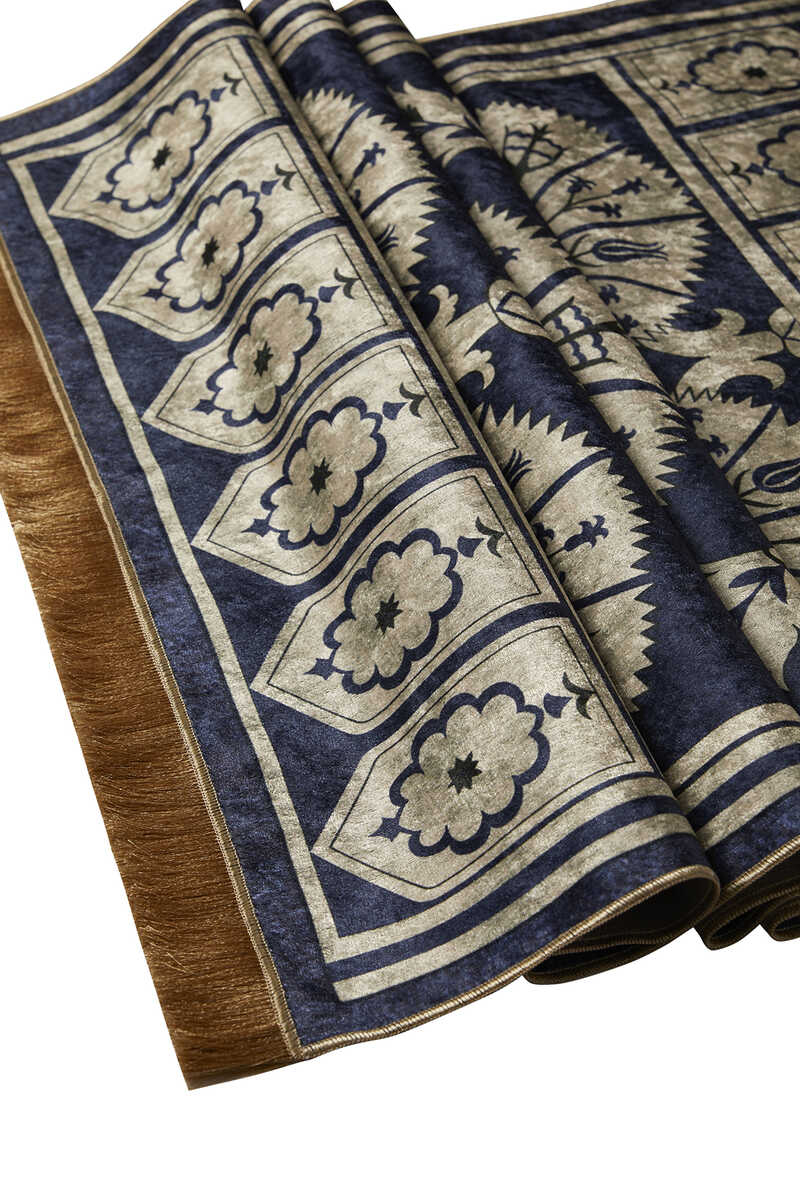 Navy Blue Velvet Carpet Prayer Rug