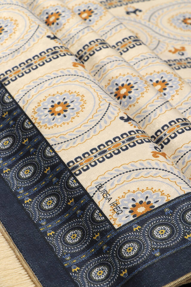 Navy Blue Velvet Carpet Prayer Rug - 2