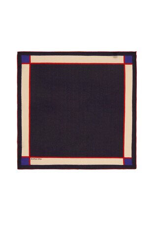 Navy Blue Wide Border Plain Silk Pocket Square 
