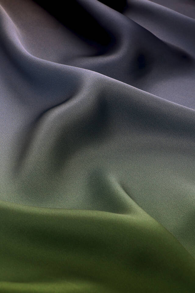 Navy Green Gradient Sura Silk Square Scarf - 2