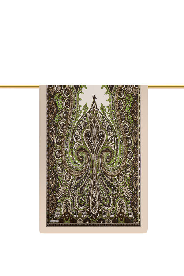 Yeşil Nil Desen Sura İpek Şal - 2