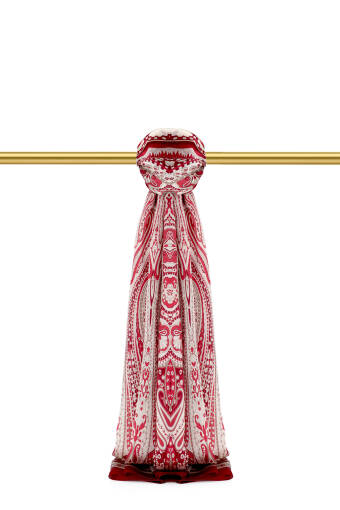 Burgundy Nil Pattern Sura Silk Shawl 