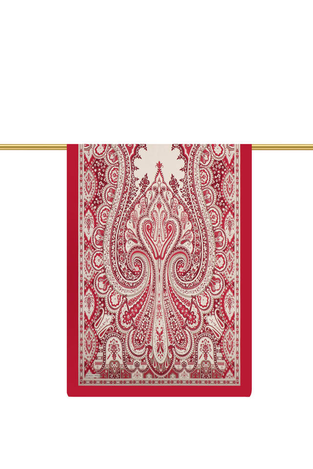 Burgundy Nil Pattern Sura Silk Shawl - 2