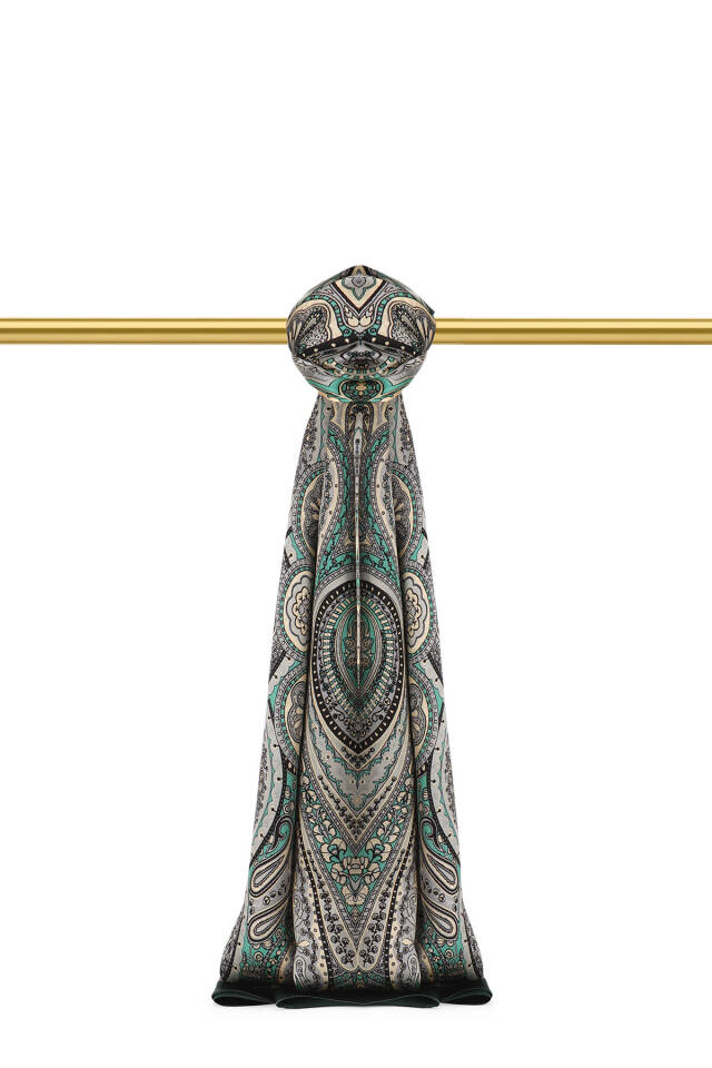 Nefti Nil Pattern Sura Silk Shawl - Bursa İpek
