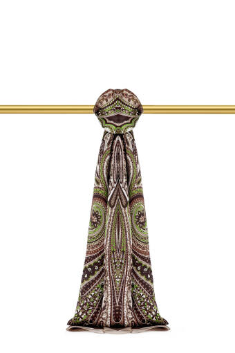 Green Nile Pattern Sura Silk Shawl 