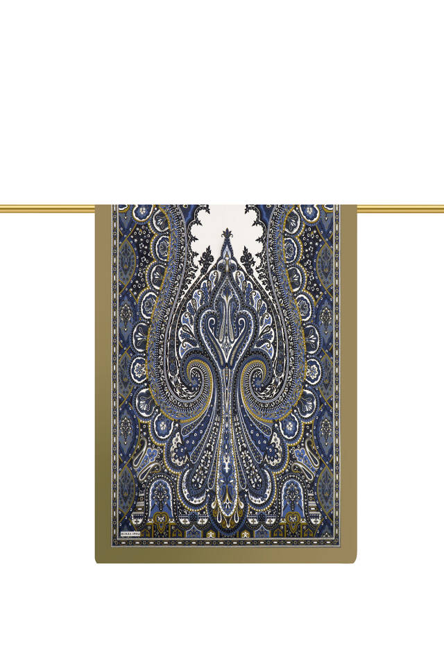 Khaki Nil Pattern Sura Silk Shawl - 2