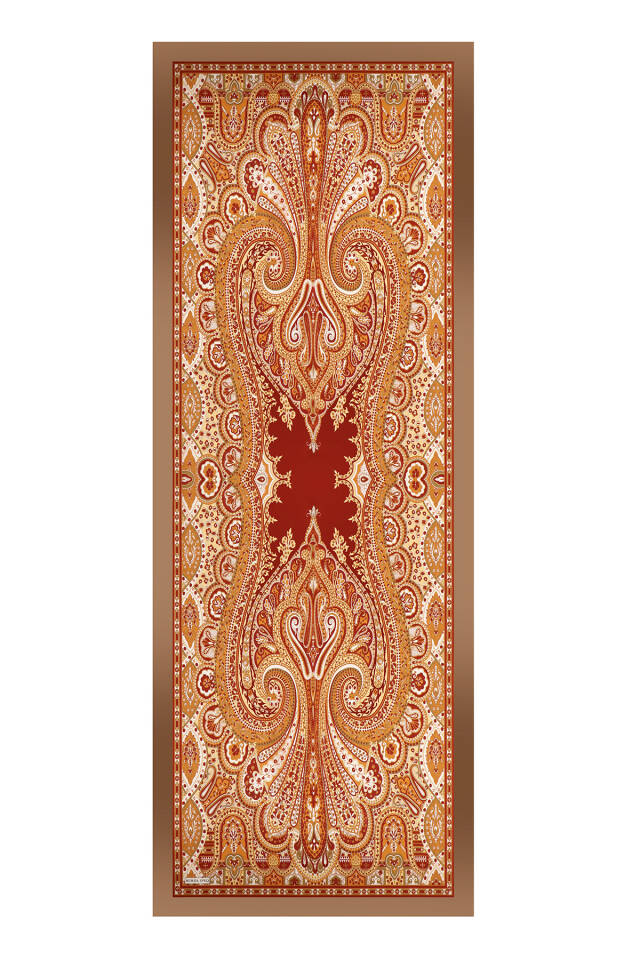 Tan Nil Pattern Sura Silk Shawl - 3