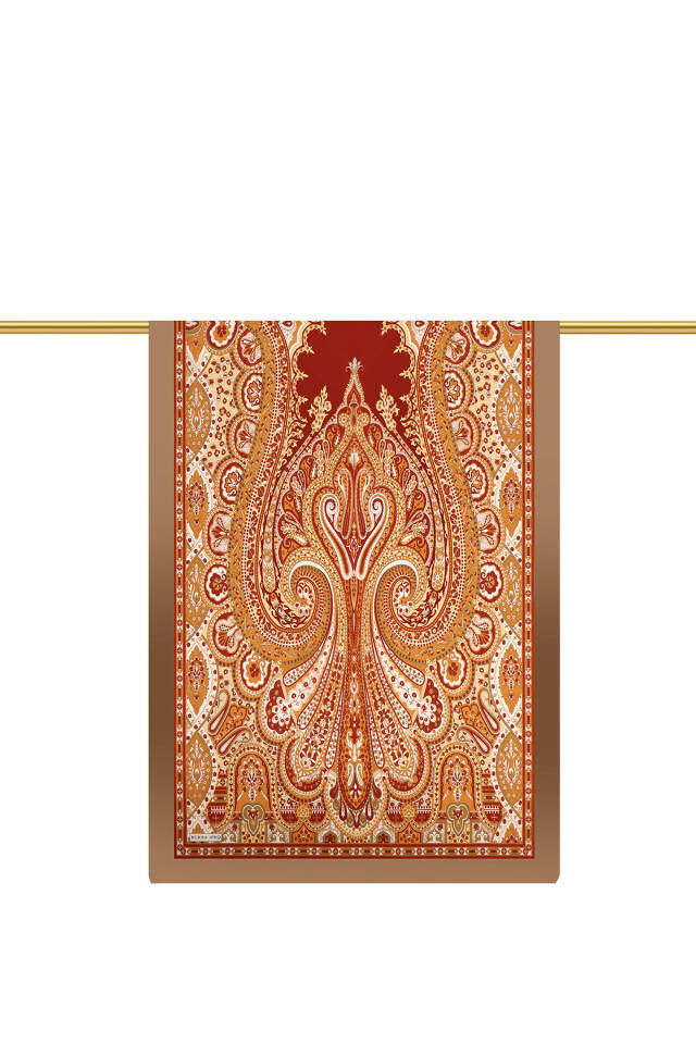 Tan Nil Pattern Sura Silk Shawl - 2