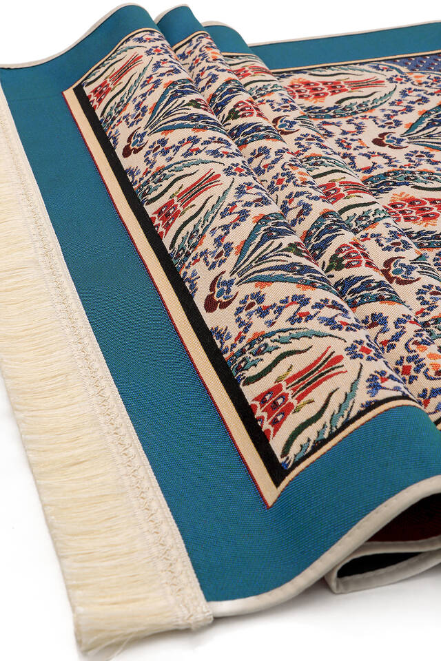 Oil Blue Tulip Flower Pattern Tapestry Prayer Rug - 3