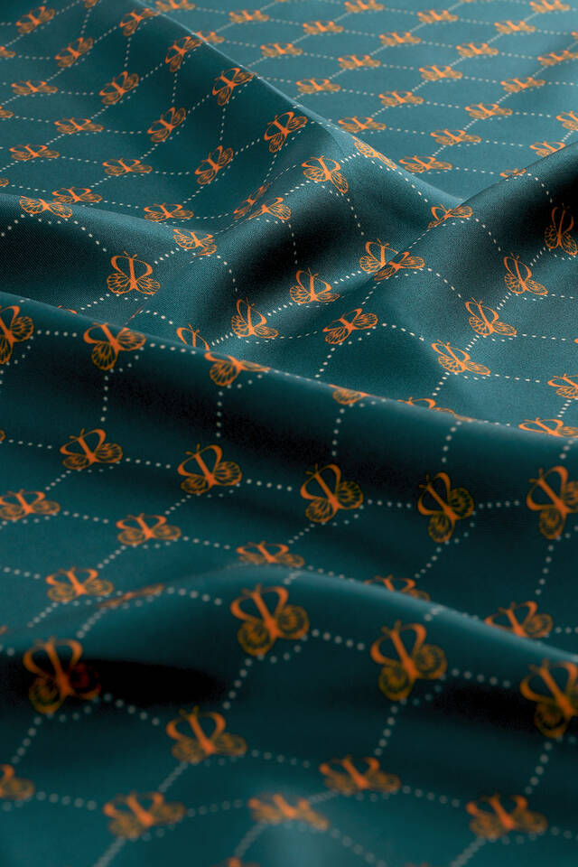 Oil Green Butterfly Monogram Twill Silk Square Scarf - 3