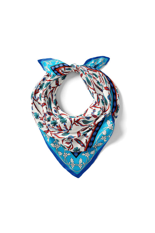 Oil Green Tulip Carnation Pattern Silky Pocket Square - 2