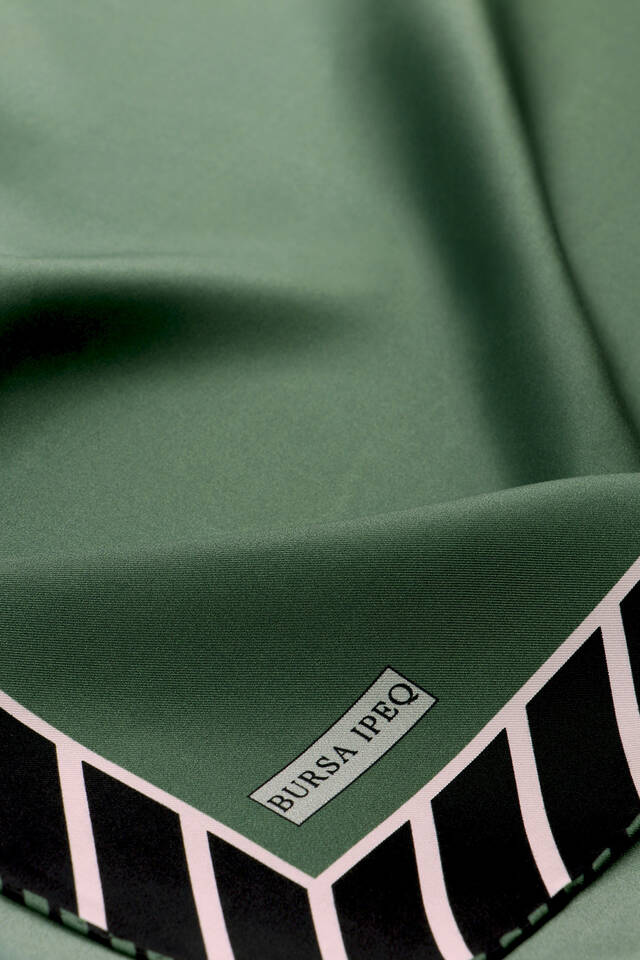 Oil Stripe Pattern Twill Silk Square Scarf - 3