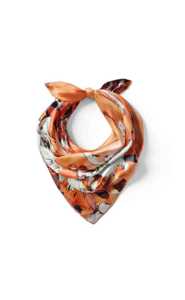 Orange Anemone Pattern Silk Pocket Square - 3