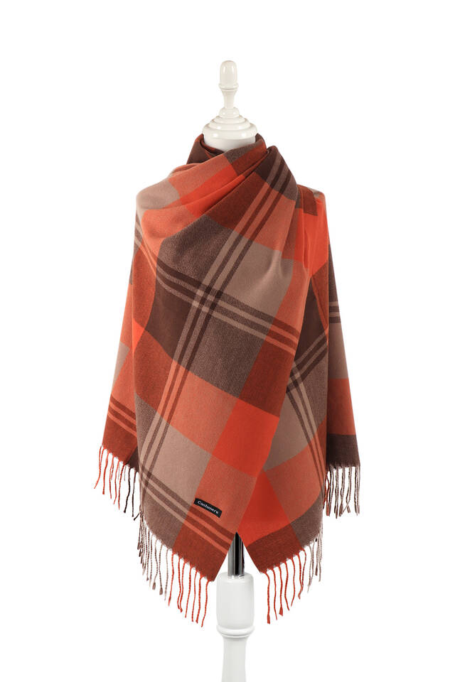 Orange Brown Patterned Winter Shawl 