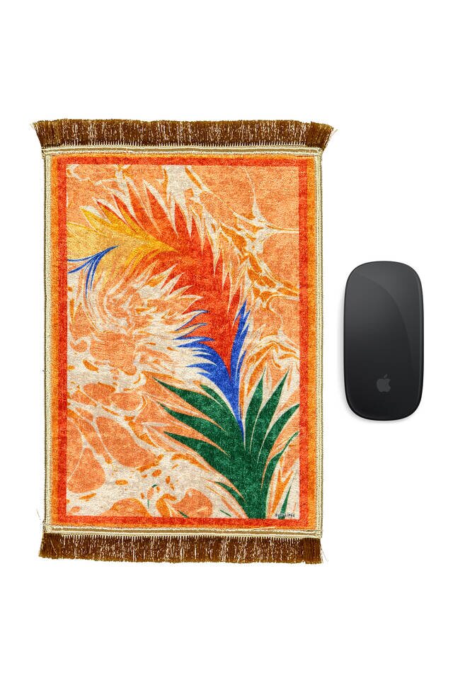 Orange Decorative Small Carpet Mousepad - Bursa İpek