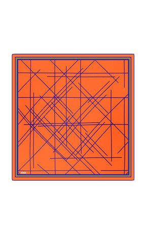 Orange Echo Pattern Twill Silk Square Scarf 