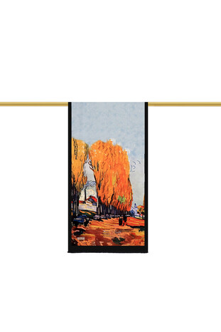 Orange Fall Pattern Silk Foulard - Thumbnail