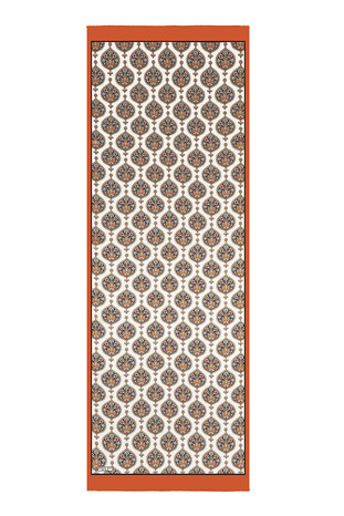 Orange Hatai Pattern Silk Foulard - Thumbnail
