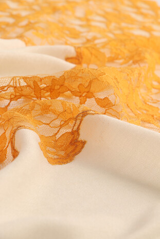 Orange Lace Wool Shawl - Thumbnail