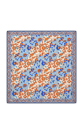 Orange Shawl Pattern Voile Silk Square Scarf 