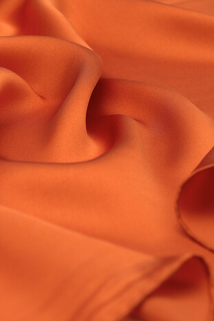 Orange Solid Color Sura Silk Square Scarf - Thumbnail
