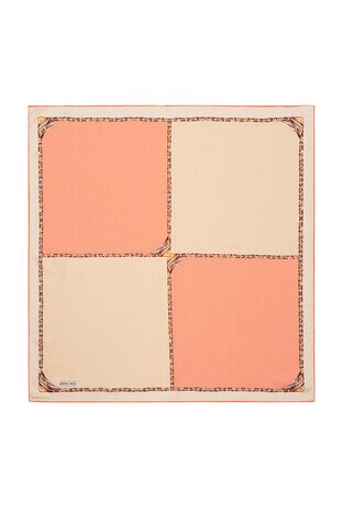 Orange Straw Pattern Twill Silk Square Scarf - Thumbnail
