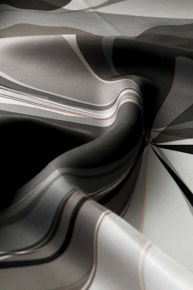 Gri Orkide Desen Twill İpek Eşarp - 3